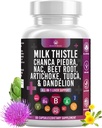 Lait Thistle NAC Chanca Piedra Racine Artichaut Dandelion Racine- Supplément foie Plus Astragalus TUDCA Choline et gingembre- 60 Nombre