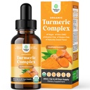 Biologische Kurkuma vloeibare druppels voor volwassenen - Kurkuma Curcumine met zwarte peper, kaneel en gember extract vloeibaar voor gewrichtspijn, mobiliteit en ontsteking - Curcumine druppels voor immuunondersteuning - 60ml (2oz)