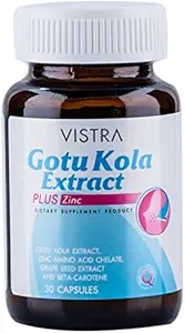 Vistra Gotu Kola Extract Plus Zink Dieetsupplement Product 30 Capsules voor Acne behandeling