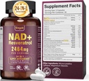 NAD Supplement 1100mg Pure Organic, Liposomal NAD Resveratrol Supplement voor vrouwen & Mannen, Boost NAD+ voor Veroudering, Cellular Energy, Focus - Ultra Antioxidant, 90 Capsules