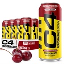 C4 Energie Gecarboneerde Zero Sugar Energy Drink, Pre Workout Drink + Beta Alanine, Midnight Cherry, 16 Fl Oz (pakket van 12)
