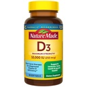 Nature faite de vitamine D3 10000 UI (250 mcg) Force maximale, supplément de vitamine D pour le soutien de santé osseux et immunitaire, 60 softgels, 60 jours d'approvisionnement