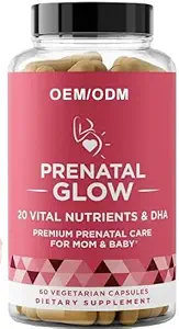 Prenatale Glow Vital Nutriënten & DHA - Premium prenatale zorg voor moeder en baby-prenatale voor vrouwen ter ondersteuning van de ontwikkeling van de foetus, een meer aangename zwangerschap 1 maand levert 60 capsules