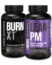 Brûlure de graisse thermogénique XT Jacked Factory Burn - Comprimant d'appétit et booster d'énergie nootropique (90 capsules) et supplément de perte de poids Lean PM, soutien du sommeil (60 capsules)
