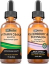 SBR Voeding D3+K2 en Vlierbessen Bundle Vitamine D3K2 (MK7) Vloeistofdruppels, pepermunt,1oz 