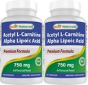 Meilleurs naturels Acétyl L-Carnitine et acide alpha lipoïque 750 mg 120 Capsules (120 Nombre (paquet de 2))