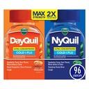 Vicks DayQuil & NyQuil Ultra Geconcentreerde Liquicaps Co-Pack, Cold & Griep Geneeskunde, Krachtige Multi-Symptoom Overdag & Nighttime Relief voor Hoofdpijn, Koorts, Pijn & Pijn & Hoest, 96ct