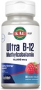 KAL Ultra B12 Methylcobalamine 10.000mcg, High Potency Vitamine B-12 voor gezonde energie, Metabolisme, nerve, Red Blood Cell Support,* Natural Raspberry Flavor, Vegetarisch, 30 Micro Tablets, 30 Servers