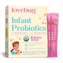 LOVEBUG Infant Probiotica 0-6 maanden - USDA Biologische Probiotica voor baby's, Ondersteunt Baby Gas, Colic, Diarree en Pasgeboren Constipatie Relief, Allergenen & Sugar Free, Smaakloze Poeder, 30 Pack