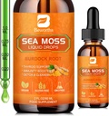 Zee Moss Liquid Drops - Biologische Ierse Zee Moss Raw Gel met Burdock Root, Tumeric, Spirulina, Seaweed Moss Gel Supplement voor Gut Health & Antioxidant Ondersteuningen - 2 Fl Oz