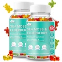 BIO VITALICA Sea Moss Gummies Elderberry BioVitalica - Vitamine C D + Zink - Ierse Seamos Vegan Gummy with Sea Moss Gel & Powder for Immunity, Detox - voor volwassenen en kinderen (2Packs)