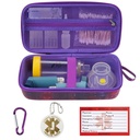 MGZNMTY Travel Carrying Case Compatibel met Astma Inhaler Spacer voor volwassenen en kinderen, maskers, Inhalator houder met Astma Alert Tag en Medical Card, Carabiner (Alleen geval) (Galaxy)