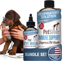 PetSilver - Immune Support (16 fl oz) en Eye Wash (4 fl oz) met gepatenteerd gecheleerd zilver - Allergieën, Sinus & Cough Treatment - Eye Cleaner & Tear Stain Remover voor katten en honden - Made in USA