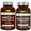 Hoge Absorptie Omega-3 Wilde Visolie + Gemethyleerde Mannen Multivitamine Bundle, 1000mg EPA & DHA 180 Softgels + Sustained Release Multivitamine 180 tabletten, door Igennus