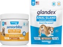 VETNIQUE Seniorbliss All-in-One Multivitamine Kauwen voor senior honden (60ct) & Glandex Anal Gland Support Pindakaas Zachte Kauwen voor honden (30ct) Bundel