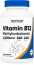 Nutricost Vitamine B12 (Methylcobalamine) 2000mcg, 240 Capsules - Vegetarische caps, Non-GMO, Glutenvrij B12 Supplement