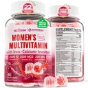 Methylated Multivitamine for Women Gummies, Calcium, D3 K2, Methylfolaat & B12, Inositol, Daily Vitamin A, C, E, B Complex, Biotin, Iron - Energy, Immune, Bone, Skin, Hair - Vegan, Sugar Free, 60 Count