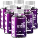 Supplément en fer vitamatique 65 mg pour les femmes et les hommes - 60 Gommies végétaliens - Grande dégustation de vitamines gommy de fer avec vitamine C (6)