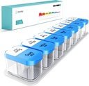 Daviky Large Pill Organizer 2 keer per dag - XL Pill Box 7 Dag, Big Vitamine houder met 7 Afneembare AM/PM Compartments, Big Supplement Container voor wekelijks of dagelijks gebruik (Blauw)