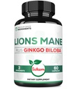 Leeuwen Mane met Ginkgo Biloba supplement - 60 capsules - extra sterkte voor rustgevende geest, hersenen gezondheid, immuunsysteem & focus - Glutenvrije, niet-GMO