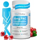5 in 1 Cranberry Supplement voor vrouwen, 36mg PAC 100% Oplosbare D-mannose Dandelion Herb Mulberry Uva Ursi Leaf Natural Urinary Tract Health Support, Cranberry Pillen Utis Preventie 90 Caps
