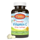 Carlson - Kid's Chewable Vitamine C, 250 mg, 1 g de sucres, le soutien immunitaire et le bien-être optimal, antioxydant, Tangerine, 60 comprimés végétariens