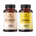 HERBAMAMA Ashwagandha et Mullein Kit - Ensemble de 1500 mg Ashwagandha Racine et 1200 mg Mullein Leaf Capsules 100 Caps - Vegan, Non-OGM, Sucre et Sans alcool - 2 Pack
