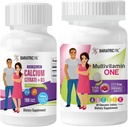 BariatricPal 30 dagen Bariatric Vitamine Bundle Multivitamine ONE 1 per dag! Iron-Free Chewable - gemengde Berry Easy Swallow Calcium Citrate (600mg) en D3 Coated Tablets