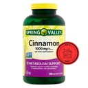 Spring Valley Cinnamon Dieetsupplement, 1000 mg, 400 Tel + STS Sticker.