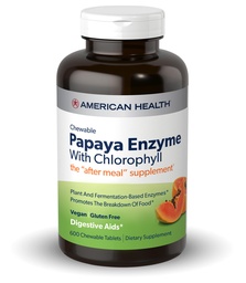 American Health Kauwbare Papaya Enzyme met Chlorofyl 600 Chwbls