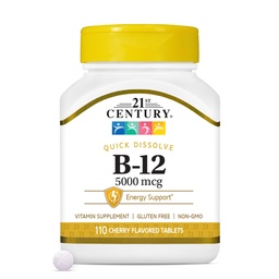 21st Century B-12 5000 mcg, 110 Cherry Flavored Sublingual Tablets, 110 Tellen