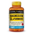 MASON NATUURLIJKE Magnesium & Vitamine D3 met Kurkuma, 60 dagen voeding Dieetsupplement met 500 mg Magnesium, 3000 IE Vitamine D3 en 150 mg Kurkuma
