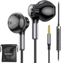 BENEWY bedrade oordopjes met microfoon, bedrade oortelefoons in-ear hoofdtelefoons, volumeregeling, krachtige bas en duidelijke audio, 3,5mm Jack oordopjes voor iPhone, iPad, laptop, computer, MP3