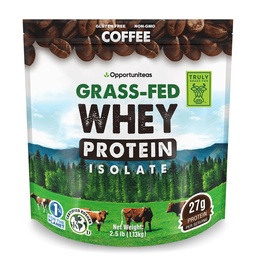 Opportuniteas Grass Fed Koffie Wei Proteine Isolaat Poeder - 27g Proteïne Poeder zonder kunstmatige zoetstoffen, Hormone-vrije koeien, Niet GGO - 2.5lb