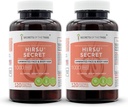Hirsu Secret 120 Capsules(2 pcs.), 1000 mg, Saw Palmetto, Black Cohosh, Vitex, Spearmint, Lavande, Thé vert. Cheveux du visage et du corps non désirés (2x120 capsules)