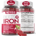 Beetwortel Gummies met ijzer, Methyl B12, Folaat, Vitamine C - Verhoog Nitric Oxide & Iron Levels, Energy Support, Fight Fatigue, Beetwortel & Gentle Iron Supplement, Sugar Free, 120 Tel.