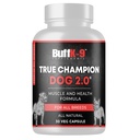 BuffK-9 True Champ 2.0 Muscle Building Supplement voor honden, Canine Ondersteuning Capsules met vitamine B6 B12 Ashwagandha Folaat voor spier, bot en gezamenlijke ondersteuning, 30 Veg capsules