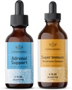 HERBAMAMA Adrenal Support and Super Immune Mushroom Blend Kit - Bundel van Liquid Adrenal Support Complex 2 fl oz & Super Immune Mushroom Drops 4 fl oz - Vegan, Non-GMO, Sugar & Alcohol-Free - 2 Pack