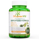 NutreeVit Pure 100% Organische Spirulina + Chlorella + Tarwegras - Energy Booster, Immune Support, Krachtige Superfood Antioxidant - Veggie Capsules 500mg