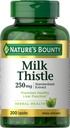 Nature's Bounty Milk Thistle Capsules, Traditioneel gebruikt voor levergezondheid, kruidensupplement, 250 mg per portie, 200 Tellen