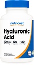 Nutricost Hyaluronzuur Capsules 100mg,120 Vegetarische Capsules - Glutenvrij, Niet-GMO