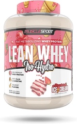 Musclesport Lean Whey RevolutionTM Proteïnepoeder - Wei Proteïneisolaat - Lage Calorie, Low Carb, Low Fat, Incredible Flavors - 25g Proteïne per Scop - 5lb Aardbei Creme