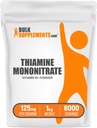 BulkSupplements.com Poudre de mononitrate de thiamine - Poudre de vitamine B1, supplément de thiamine B1 - Vitamines B1 sans gluten, 125 mg par portion, 5 kg (11 lbs) (paquet de 5)