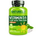 NATURELO Vitamine D - 5000 IE - Plant op basis van Lichen - Natural D3 Supplement for Immune System, Bone Support, Joint Health - High Potency - Vegan - Non-GMO - Glutenvrij - 180 Capsules
