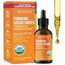 USDA gouttes de liquide curcuma biologique avec poivre noir - 1000mg Curcumin supplément pour la santé immunitaire et digestive - 30 portions - Absorption améliorée - Non-OGM, végétalien, sans gluten - Non aromatisé, 1 Fl Oz