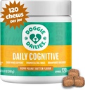 Doggie Dailies Cognitive Puppy Kauwen, Vitaminen met DHA, Selenium, Biologische Ashwagandha & Antioxidanten ter ondersteuning van hersenen Gezondheid, Zenuwstelsel Functie & bevorderen Kalmte (Peanut Butter) 120 Zachte Kauwen