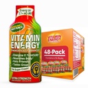 Vitamine Energie Immune+ Extra sterkte Energie Shot Fruit Punch 48 Pack, 260mg Natuurlijke Cafeïne, B-Vitaminen, Citicoline, Groene Thee, Immuniteit & Focus Ondersteuning, Zero Sugar, Glutenvrije 1,93 fl oz
