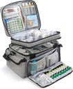 Organisateur de médicaments avec séparateur réglable, entreposage de bouteilles de médicaments à double couche, sac de premiers soins portatif en santé à domicile, boîte d'organisateur de médicaments pour les médicaments d'urgence (uniquement pour les pilules)