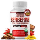 Biologische Berberine met Ceylon Cinnamon 2175mg - Premium berberine supplement hoge zuiverheid extract USDA Biologische, ondersteuning immuunsysteem, Berberine Plus Complex, Niet-GMO Vegan voor mannen Vrouwen 90 Capsules