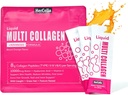 Liquid Collageen for Women, 10000mcg Biotin, 8000mg Multi Type Collageen Peptiden, Hyaluronzuur, Vitamine C, Huid, Nagel, Hair Supplement, Orange Flavor, 10 Fl oz. (1 Pack, Orange)